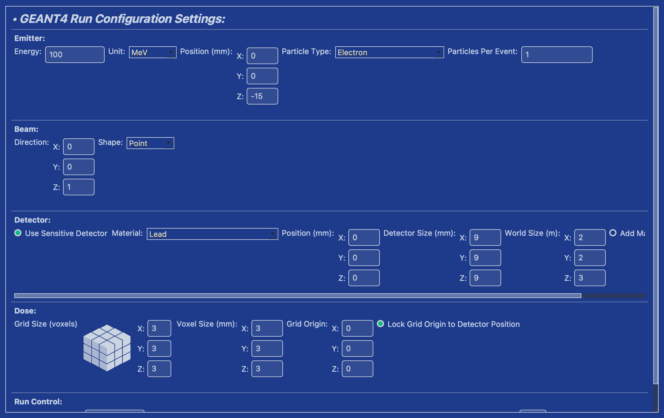 Configuration screen